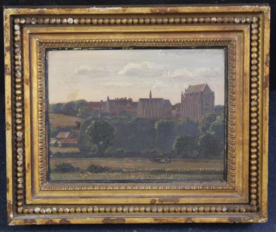 § Garnet Ruskin Wolseley (1884-1967) View of Lancing College from the River Adur, 8.25 x 11in.